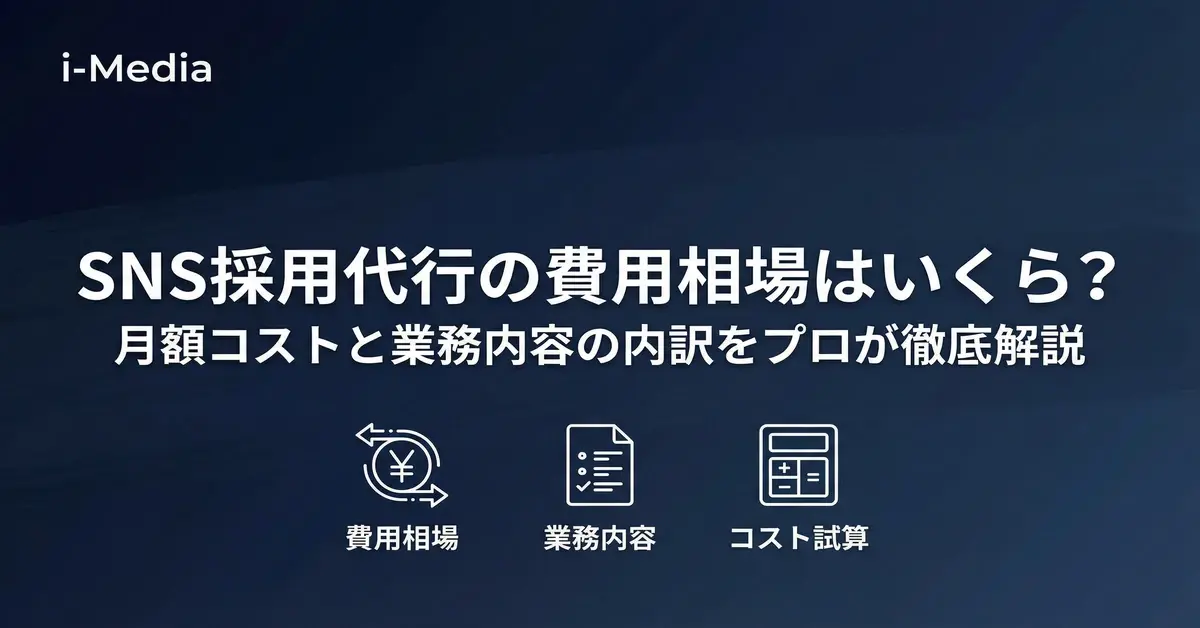 SNS採用代行の費用相場・月額コストと業務内容の内訳を解説するバナー画像